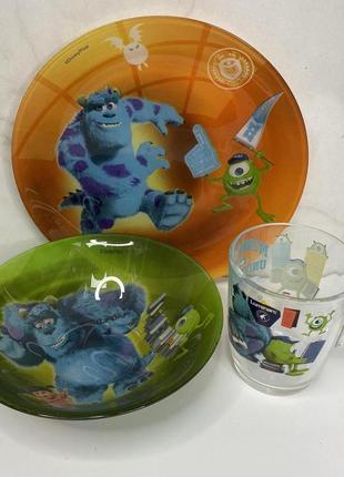 Набор детской столовой посуды 3 предмета luminarc monsters university p9261