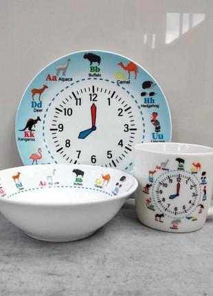 Дитячий набір столового посуду amusing clock 3 предмети milika m0690-ks-20061 фото