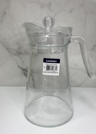 Кувшин стеклянный с пластиковой крышкой1,3 л luminarc kone n1102