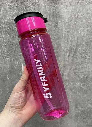 Пляшка для води пластикова з трубочкою 1 л stenson ww00649 рожева3 фото