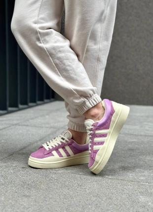 Классные женские кроссовки adidas campus x bad bunny purple cream сиреневые5 фото