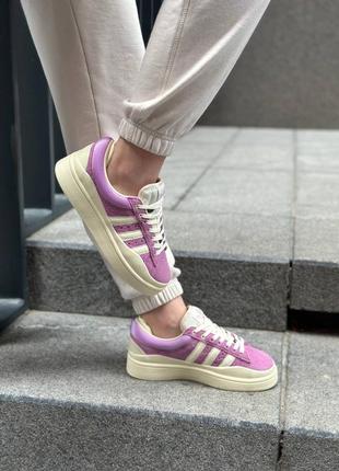 Классные женские кроссовки adidas campus x bad bunny purple cream сиреневые7 фото