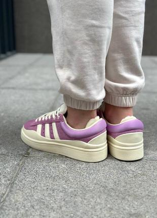 Классные женские кроссовки adidas campus x bad bunny purple cream сиреневые10 фото