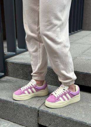 Классные женские кроссовки adidas campus x bad bunny purple cream сиреневые2 фото