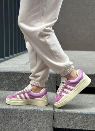 Классные женские кроссовки adidas campus x bad bunny purple cream сиреневые8 фото