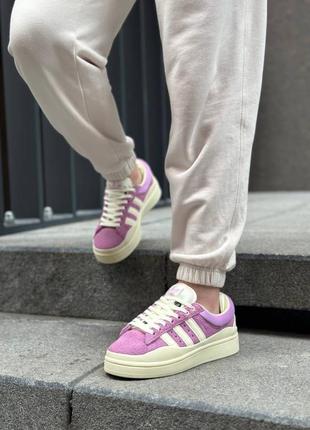 Классные женские кроссовки adidas campus x bad bunny purple cream сиреневые9 фото