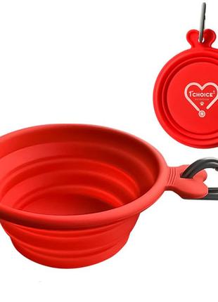 Миска 1st choice collapsible silicone pet bowl для собак и котов 0.375 л 15х13х5 см красный (656720000624)