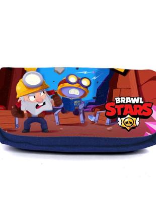 Шкільний пенал бравл старс органайзер універсальний (brawl stars — 0043) синій1 фото