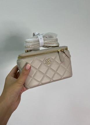 Женская сумка classic beige lambskin pearl crush vanity bag9 фото