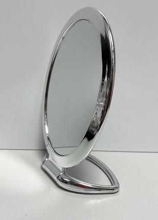 Двостороннє косметичне дзеркало для макіяжу на підставці 16*12,2 см mirror 3108 сталеве1 фото