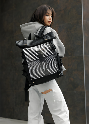 👜 рюкзак ролл sambag rolltop hacking черный принт girl унисекс