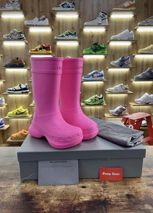 Гумові чоботи balenciaga x crocs rain boots pink1 фото