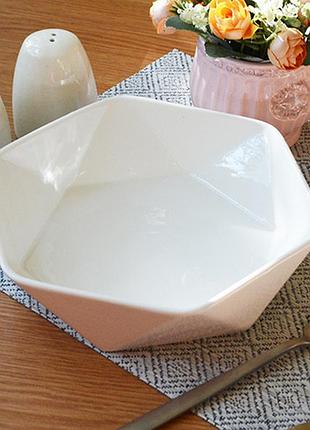 Салатник порцеляновий "ромб" 20,5*19,5*5,5 см stenson mc3560-8 white