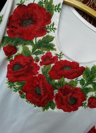 Блузка вышиванка 48-50р бисер2 фото