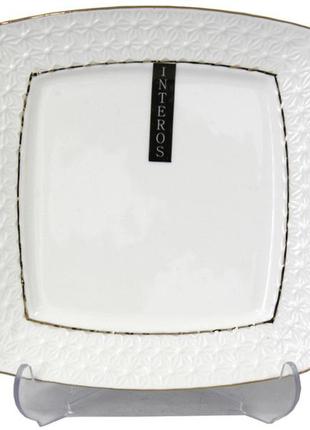 Тарелка фарфоровая 16 см белая квадратная "снежная королева" interos 6,5/222816-a1 фото