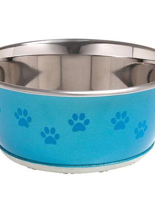 Миска для собак и котов flamingo bowl selecta paw 0.95 л 16 см голубой (5400585007237)