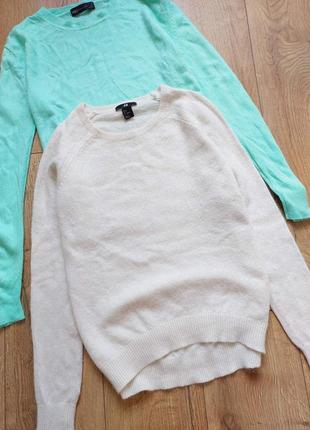 Вовняний светр в'язаний пуловер реглан джемпер молочний ангора шерстяной свитер молочный вязаный2 фото