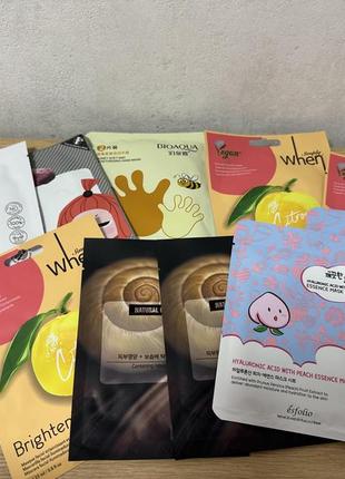 Корейская тканевая маска с улиточным муцином и коллагеном yadah collagen mask pack2 фото