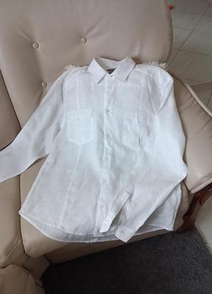 Белоснежная льняная рубашка h&amp;m