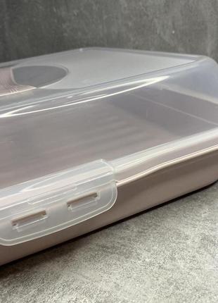 Тортовница 35 х 35 х 10 см квадратная розовая dunya plastik 30308