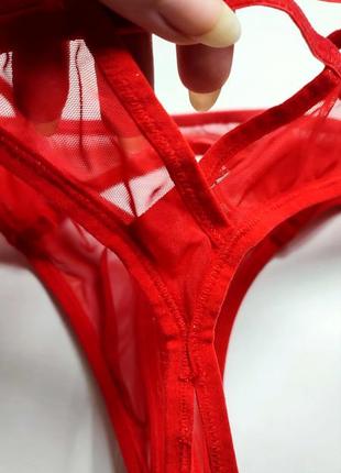 Стринги красные с доступом прозрачная сеточка секси эротическое эротическое бельё женская трусики трусы стринги9 фото