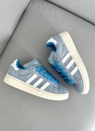 🔥 adidas campus blue кроссовки голубые серые натуральная замша нубук