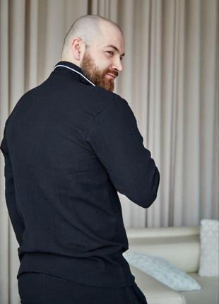 Чоловіча піжама комплект для сну сорочка штани 405 чорний5 фото