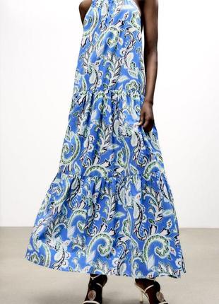 Довге плаття сукня сарафан в квітковий принт zara xs-s1 фото