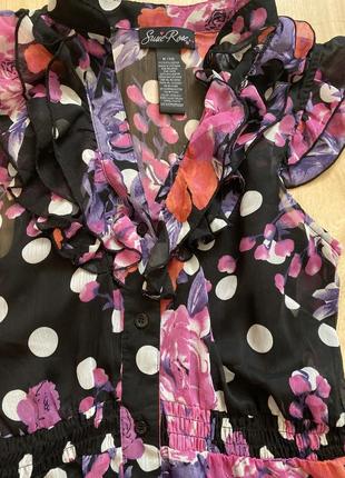 Платье в горошек чёрное с розовым3 фото