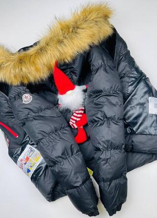 Куртка moncler чорна / теплі пуховики монклер на осінь - зиму5 фото