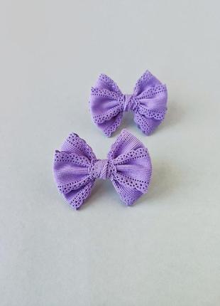 Класичний, бузковий, вельветовий бантик для волосся, ручної роботи.