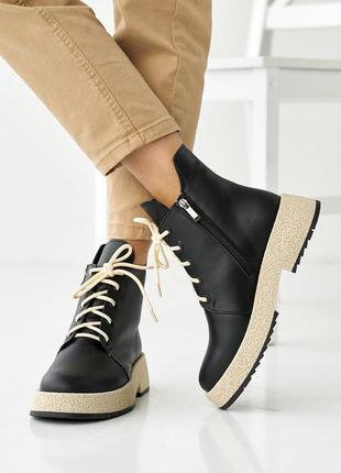 Женские ботинки кожаные зимние черные vlamar 0435 фото