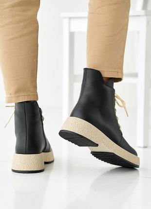 Женские ботинки кожаные зимние черные vlamar 0437 фото