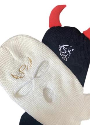 Балаклава с вышивкой демон ( с рогами ) готика гранж