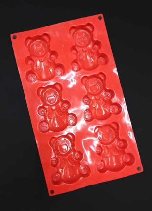 Силиконовая форма для выпечки "мишки барни" красная stenson 30153 фото
