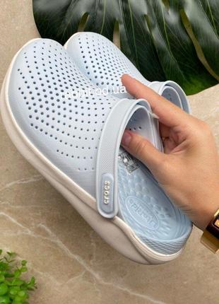 Крокс сабо лайтрайт клог жіночі блакитні  crocs literide™ clog mineral blue/white1 фото