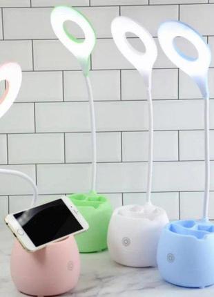 Настольная лампа led аккумуляторная с подставкой sst-813/1008808 голубая2 фото