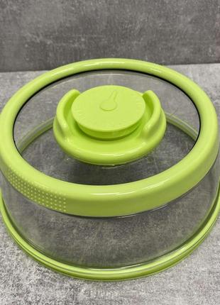 Вакуумна багаторазова кришка vacuum food sealer 19 см a-plus 0165 прозоро-салатова1 фото
