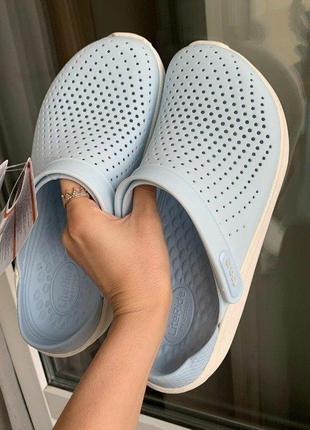 Крокс сабо лайтрайт клог жіночі блакитні  crocs literide™ clog mineral blue/white9 фото