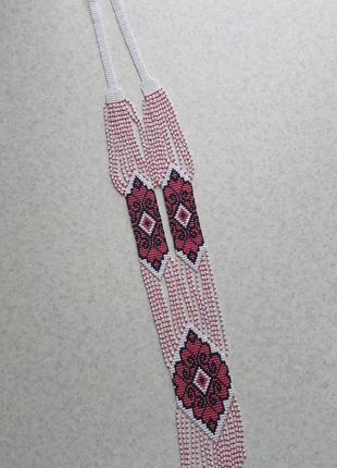 Красный гердан из чешского бисера ручная работа украшения аксессуары4 фото