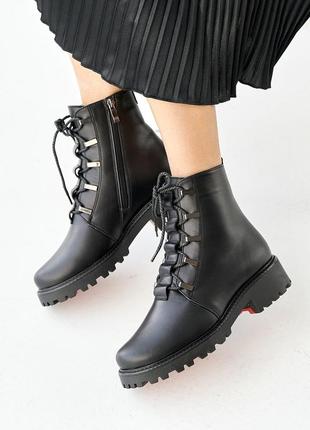 Женские ботинки кожаные зимние черные katrina 3801 фото