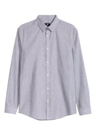 Серая мужская рубашка новая h&m easy iron м без дефектов