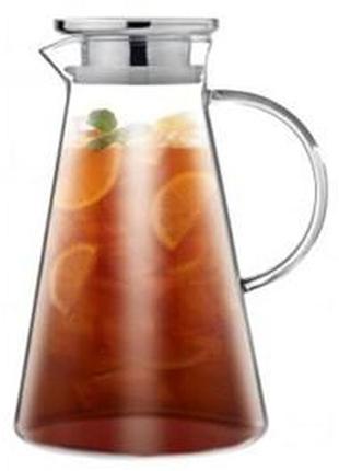 Кувшин ardesto с крышкой 1800 мл боросиликатное стекло нержавеющая сталь ar2618pg