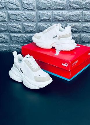 Кроссовки пума женские puma высокие бело серые классические пума, новинка!
