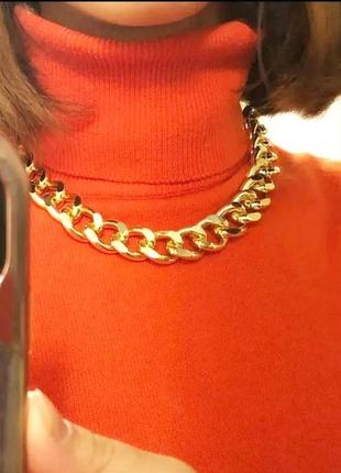 Цепочка золото широкая цепь на шею украшение чокер7 фото