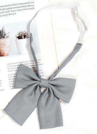 Серая бабочка на резинке бантиком 9230 на шею бантик аниме на девочку в школу под блузку рубашку