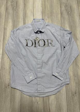 Рубашка dior cotton logo print paperclip shirt