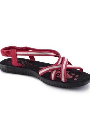 Стильные красные босоножки сандалии на плоской подошве низкий ход3 фото