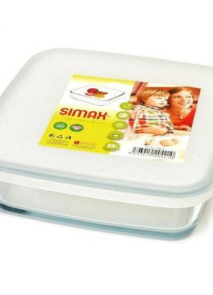 Харчовий контейнер simax color 7486 квадратний 15 х 15 х 4.5 см із пластиковою кришкою