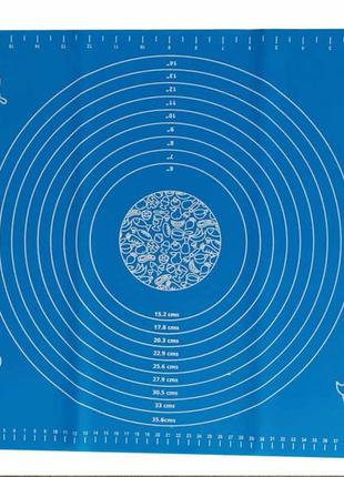 Силиконовый коврик genes 1029 для раскатки и выпечки теста 40 х 50 см голубой